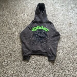Men's Gray Hoodie Sweatshirt with Green Graphic
